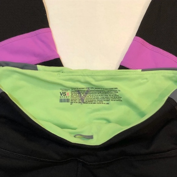 Victorias Secret Leggings Black, Purple & Green - Picture 3 of 5
